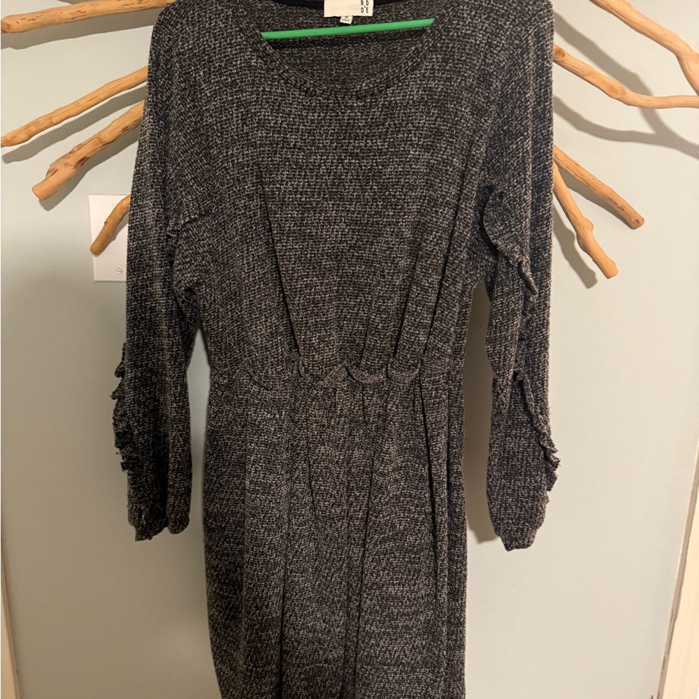 Ro & De Charcoal Long Sleeve Sweater Dress